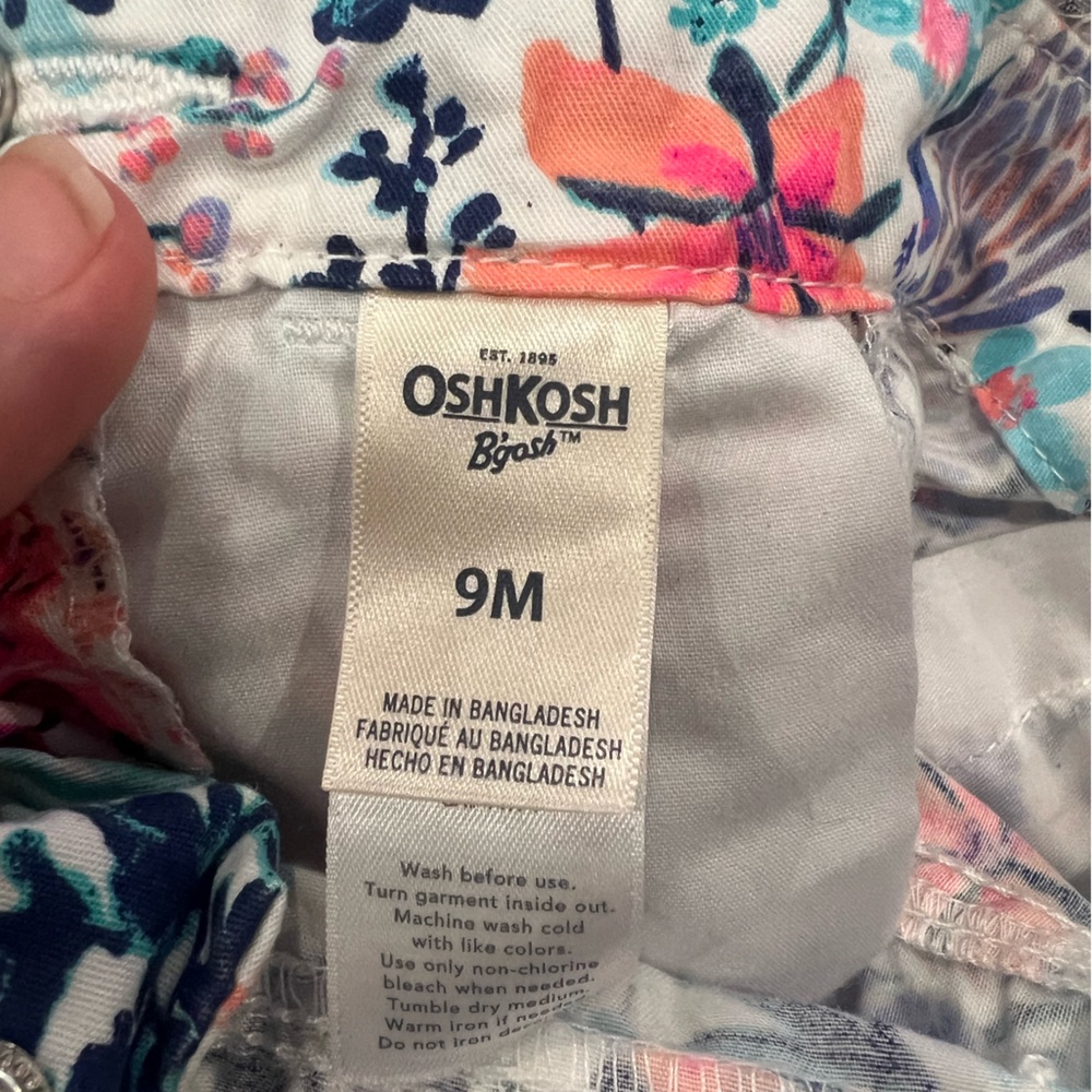 OshKosh B'gosh Floral Overalls in Pink, Blue & Teal - Picture 3 of 4